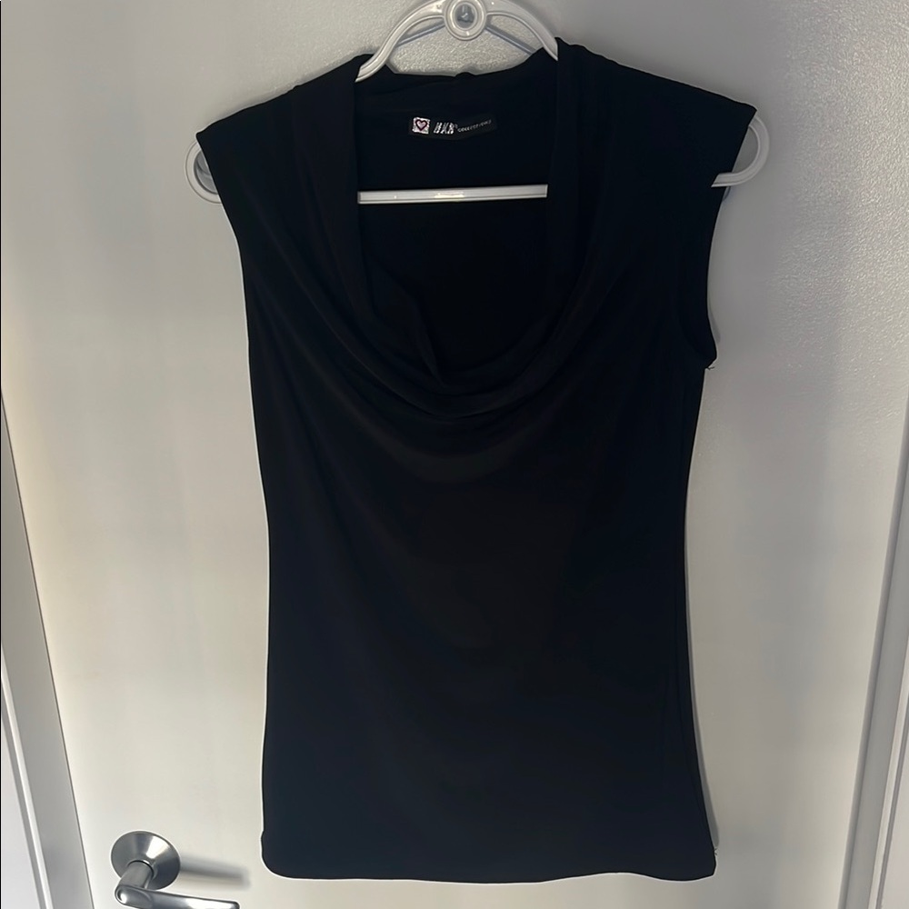 HKR Collections Black Cowl Neck Top